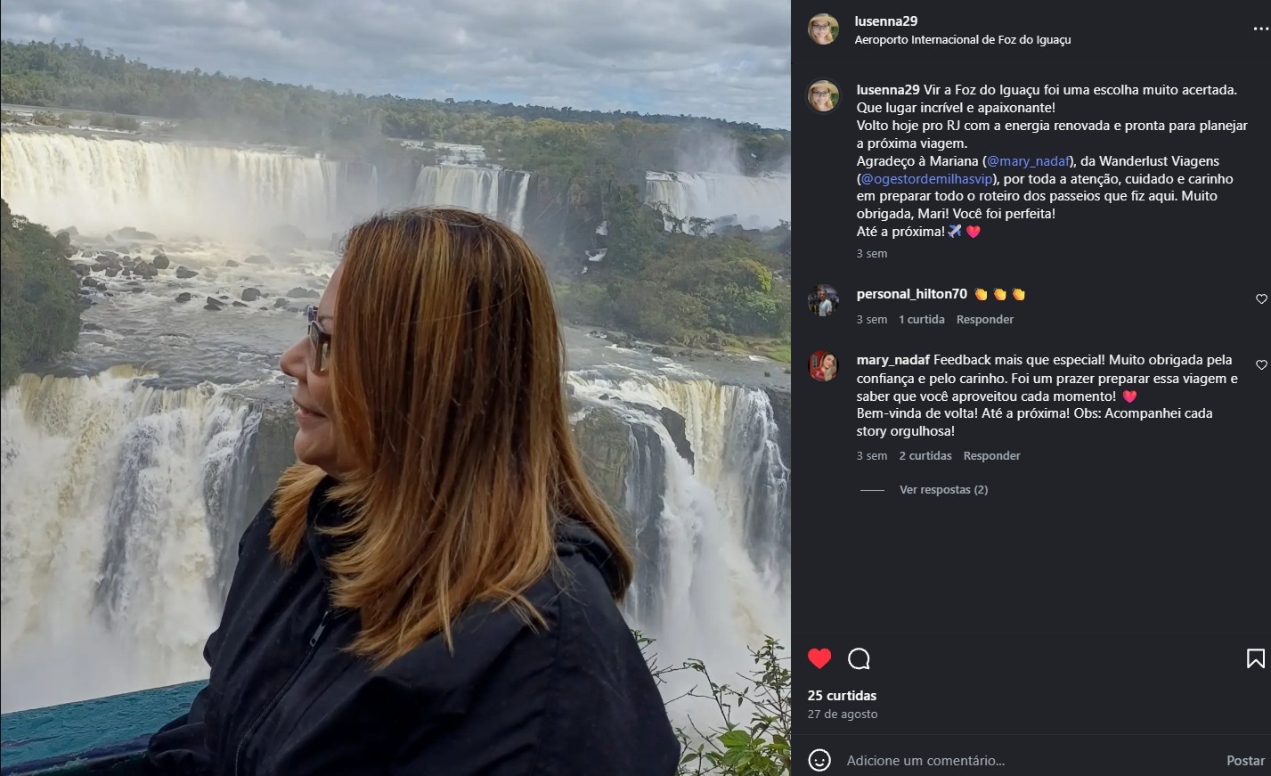 Cliente Wanderlust nas Cataratas do Iguaçu